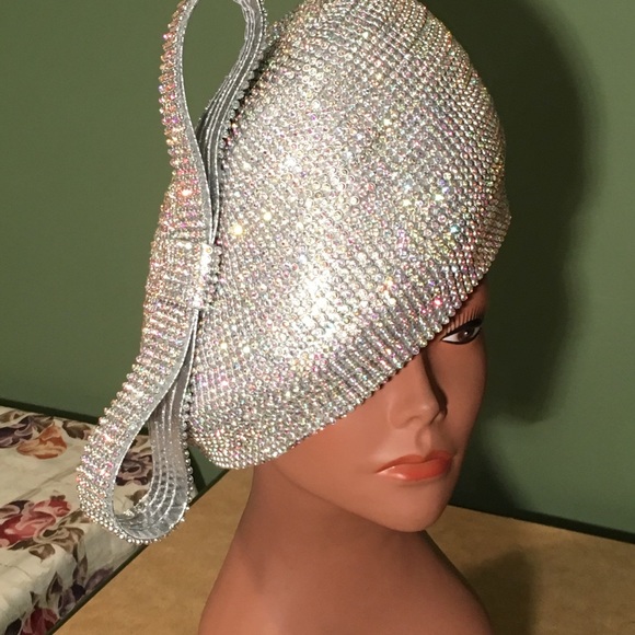 New Stunning CHARM NY A/B Rhinestone Pillbox Church Derby Hat - Picture 6 of 6